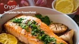  Presentation with steak - PPT theme with roasted-salmon-steak-with-roast background and a tawny brown colored foreground