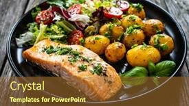 Presentation with steak - Beautiful PPT layouts featuring roasted-salmon-steak-with-roast backdrop and a tawny brown colored foreground