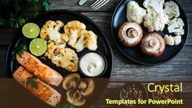  Presentation with mayonnaise - Slide set having roasted-salmon-steaks-with-fried background and a tawny brown colored foreground