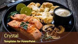  Presentation with mayonnaise - Audience pleasing presentation design consisting of roasted-salmon-steaks-with-fried backdrop and a tawny brown colored foreground