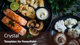  Presentation with cauliflower - Slide set enhanced with roasted-salmon-steaks-with-fried background and a tawny brown colored foreground