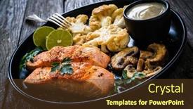  Presentation with mayonnaise - Amazing presentation design having roasted-salmon-steaks-with-fried backdrop and a tawny brown colored foreground