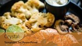  Presentation with cauliflower - Presentation theme consisting of roasted-salmon-steaks-with-fried background and a gold colored foreground