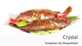  Presentation with food fish - Cool new presentation with roasted sea fish on plate backdrop and a white colored foreground