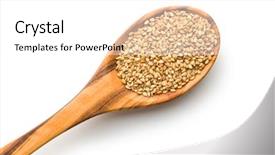 Presentation with seeds - PPT theme enhanced with roasted sesame seeds in wooden background and a white colored foreground