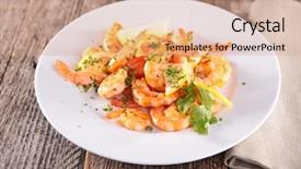  Presentation with shrimp - Slide deck consisting of roasted shrimp background and a coral colored foreground
