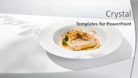  Presentation with fine dining - Presentation having roasted-squid-on-mashed-potatoes background and a sky blue colored foreground