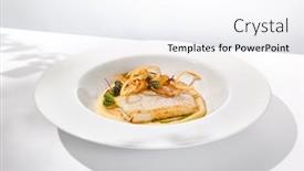  Presentation with fine dining - PPT layouts enhanced with roasted-squid-on-mashed-potatoes background and a white colored foreground