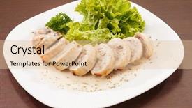  Presentation with roasted chicken - Audience pleasing PPT theme consisting of roasted stuffed chicken breast backdrop and a lemonade colored foreground