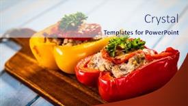  Presentation with pepper - Beautiful PPT layouts featuring roasted-stuffed-pepper-with-meat backdrop and a sky blue colored foreground