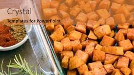  Presentation with cumin - Presentation design with roasted-sweet-potato-with-cumin background and a gold colored foreground