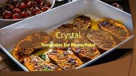  Presentation with cooking - PPT layouts with roasted-sweet-potatoes-in-cooking background and a tawny brown colored foreground