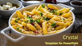  Presentation with feta cheese - Cool new PPT theme with roasted-tomatoes-with-feta-cheese backdrop and a tawny brown colored foreground