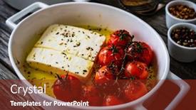 Presentation with feta cheese - Colorful presentation theme enhanced with roasted-tomatoes-with-feta-cheese backdrop and a tawny brown colored foreground