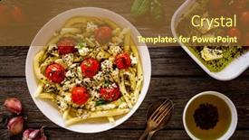  Presentation with feta cheese - PPT layouts having roasted-tomatoes-with-feta-cheese background and a tawny brown colored foreground