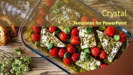 Presentation with feta cheese - Slides featuring roasted-tomatoes-with-feta-cheese background and a tawny brown colored foreground