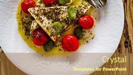  Presentation with feta cheese - Theme with roasted-tomatoes-with-feta-cheese background and a tawny brown colored foreground