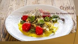  Presentation with feta cheese - PPT layouts with roasted-tomatoes-with-feta-cheese background and a soft green colored foreground