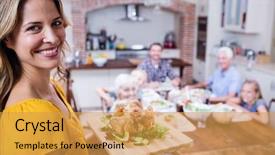  Presentation with dining - Amazing presentation theme having roasted turkey and family backdrop and a yellow colored foreground