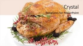  Presentation with pink white - Theme enhanced with roasted turkey garnished with blackberry background and a yellow colored foreground