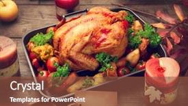  Presentation with thanksgiving dinner - Colorful slide set enhanced with roasted turkey thanksgiving dinner thanksgiving backdrop and a tawny brown colored foreground