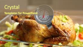  Presentation with turkey - Audience pleasing slides consisting of roasted turkey with meat thermometer backdrop and a coral colored foreground