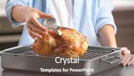  Presentation with meat food - Colorful theme enhanced with roasted turkey with meat thermometer backdrop and a tawny brown colored foreground