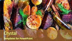  Presentation with vegetables - Cool new slides with roasted vegetables closeup view backdrop and a tawny brown colored foreground