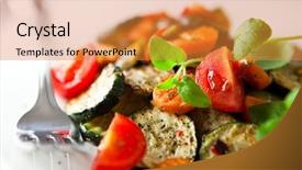  Presentation with vegetables - Presentation featuring roasted vegetables background and a gold colored foreground