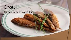  Presentation with green plate - Slides with cisco - roasted vendace fish background and a mint green colored foreground