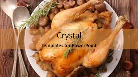  Presentation with roasted chicken - Slide deck featuring roasted whole chicken and chestnut background and a  colored foreground