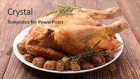  Presentation with chicken little chicks - Slide set with roasted whole chicken with chestnut background and a  colored foreground