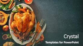  Presentation with thanksgiving - PPT layouts having roasted whole turkey for thanksgiving background and a tawny brown colored foreground