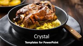  Presentation with cabbage - Slide set consisting of roaster pork knuckle with savoy background and a black colored foreground