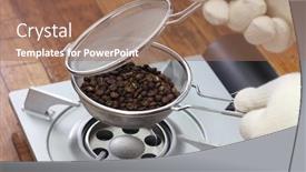  Presentation with coffee beans - PPT layouts with roasting-coffee-beans-process background and a coral colored foreground