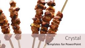  Presentation with kebab - Presentation theme enhanced with roasting-shish-kebab-on-skewers background and a soft green colored foreground