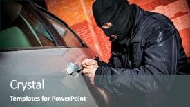  Presentation with car door - Presentation design featuring robber and the car thief background and a gray colored foreground