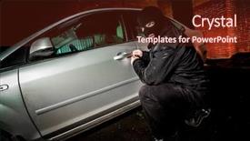  Presentation with car door - Amazing PPT theme having robber and the car thief backdrop and a wine colored foreground