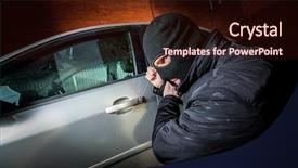  Presentation with car door - Beautiful PPT layouts featuring robber and the car thief backdrop and a wine colored foreground