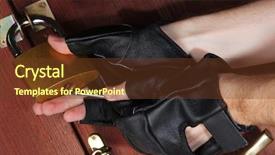  Presentation with security door lock - Audience pleasing PPT theme consisting of robber breaks castle in door backdrop and a tawny brown colored foreground