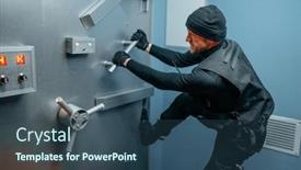  Presentation with vault - PPT theme enhanced with uniform trying to break vault background and a ocean colored foreground