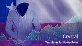  Presentation with shares - Slide deck having robber in gray hoodie with hands in pockets against stocks and shares background and a ocean colored foreground