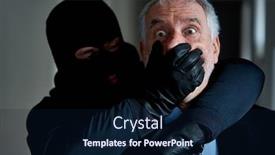  Presentation with home domestic market - PPT theme consisting of robber-threaten-businessman-in-robbery background and a navy blue colored foreground