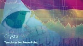  Presentation with glass - Colorful presentation theme enhanced with robber touhing glass against stocks and shares backdrop and a teal colored foreground