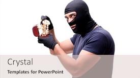  Presentation with 3d white - PPT theme enhanced with robber wearing balaclava isolated on white background and a lemonade colored foreground