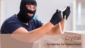  Presentation with stranger things - Slides having robber-wearing-balaclava-stealing-valuable background and a coral colored foreground