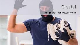  Presentation with internet of things - Beautiful PPT theme featuring robber-wearing-balaclava-stealing-valuable backdrop and a light gray colored foreground