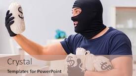  Presentation with god all things are possible - Audience pleasing slides consisting of robber-wearing-balaclava-stealing-valuable backdrop and a soft green colored foreground