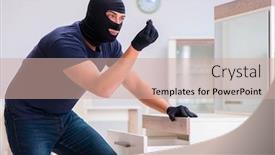  Presentation with to get more things done - Cool new PPT theme with robber-wearing-balaclava-stealing-valuable backdrop and a soft green colored foreground