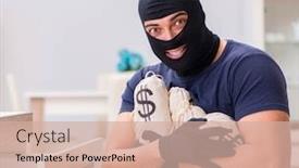  Presentation with internet of things - Beautiful presentation theme featuring robber-wearing-balaclava-stealing-valuable backdrop and a soft green colored foreground